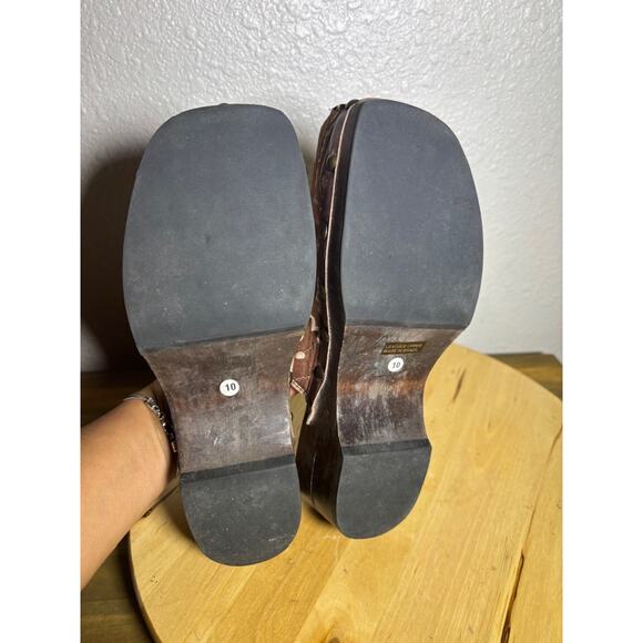 Diego di Lucca Brazil Womens Calf Hair Clogs Mules Brown Wood Heel size 10 - Picture 8 of 8